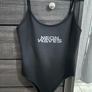 Forever 21 Black 'Neon Waves' One-Piece Swimsuit
